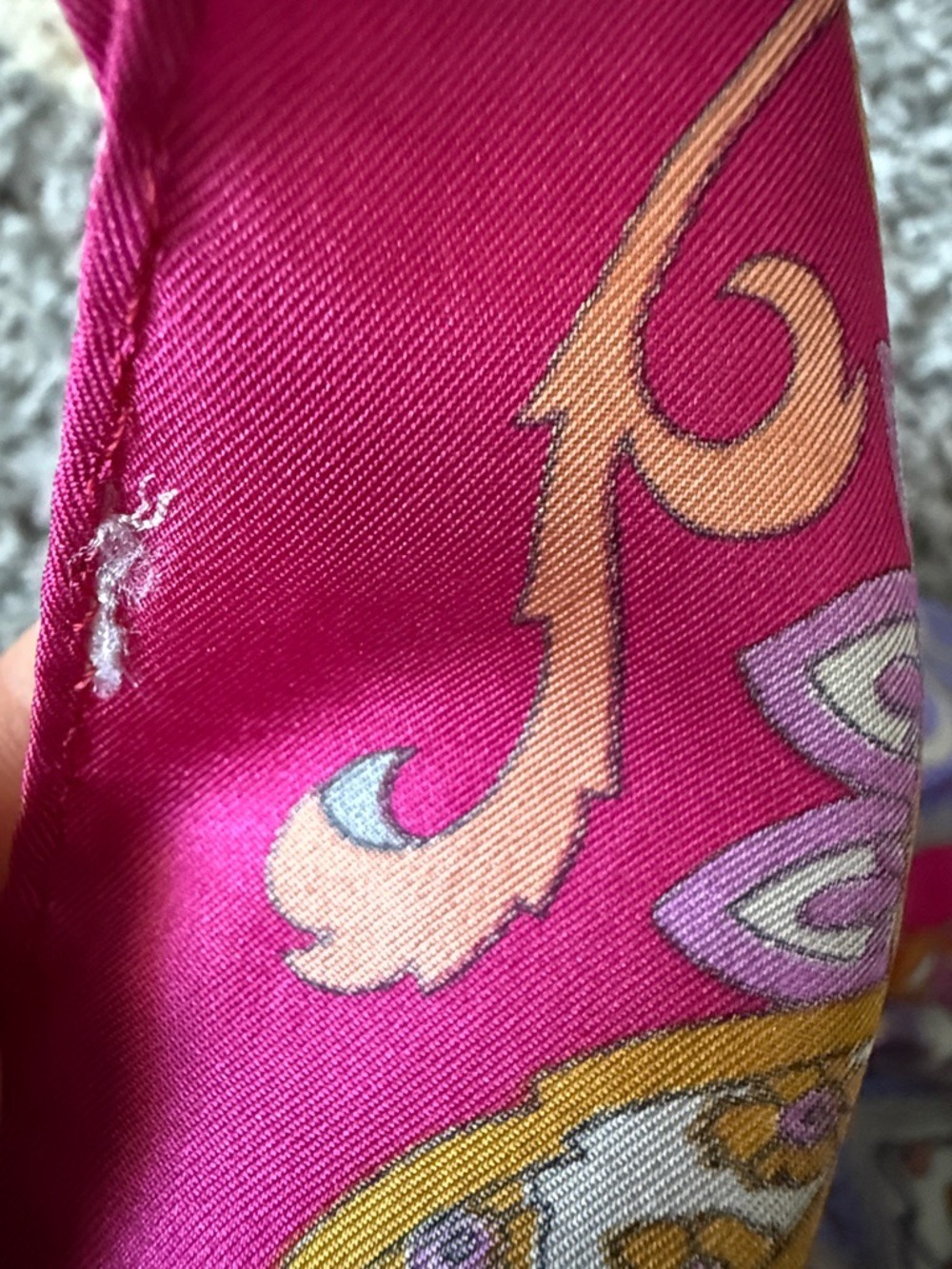 Silk-Feel Floral Paisley Scarf in Purple and Fuchsia - Picture 7 of 9